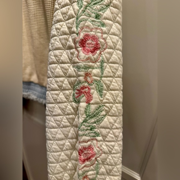 POL Cream and Blue Quilted boho Jean Jacket - Picture 3 of 5